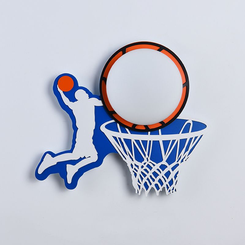 Plastic Round Shade LED Wall Lamp Cartoon Blue Wall Light Fixture for Kindergarten