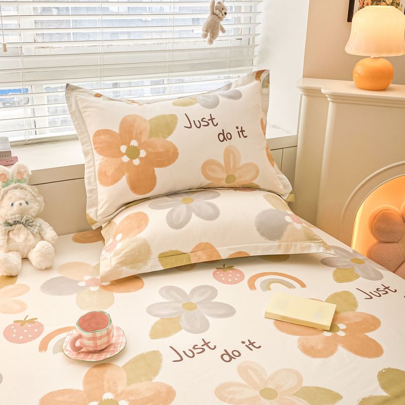 Sheet Set Cotton Floral Printed Super Soft Breathable Wrinkle Resistant Bed Sheet Set