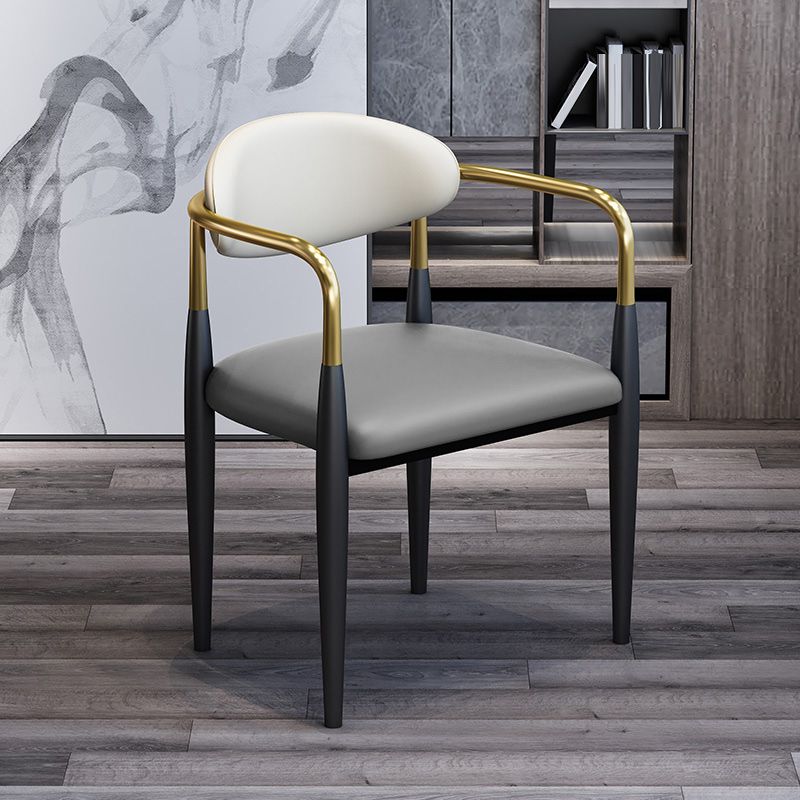 Modern Upholstered Dining Arm Chair Open Back Dining Side Chair