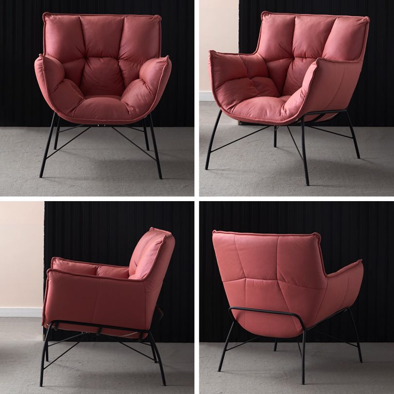 Silla moderna de metal para interiores y exteriores Home Parsons, silla lateral con respaldo capitoné y brazo