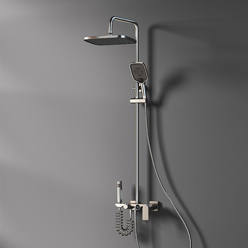 Contemporary Gray Wall Mounted Shower System with Slide Bar Included
