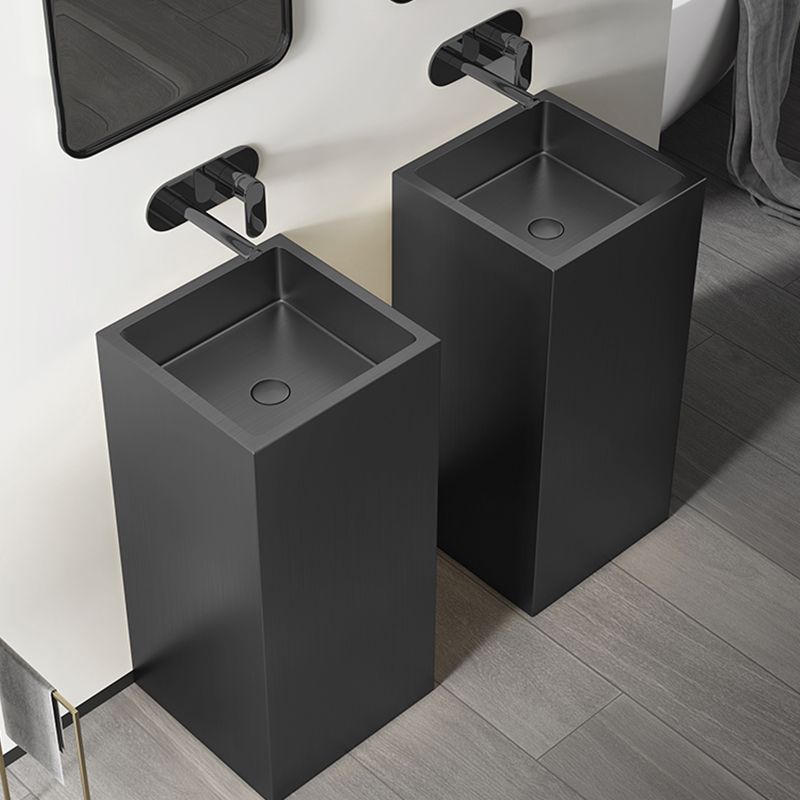 Contemporary Round Wash Stand Stainless Steel Metal Undermount Bathroom Sink