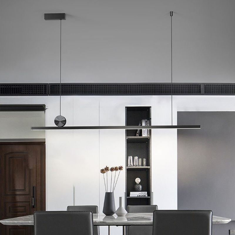 Estilo moderno de forma lineal isla de metal de la isla de 1 luz de la isla de 1 luces en negro