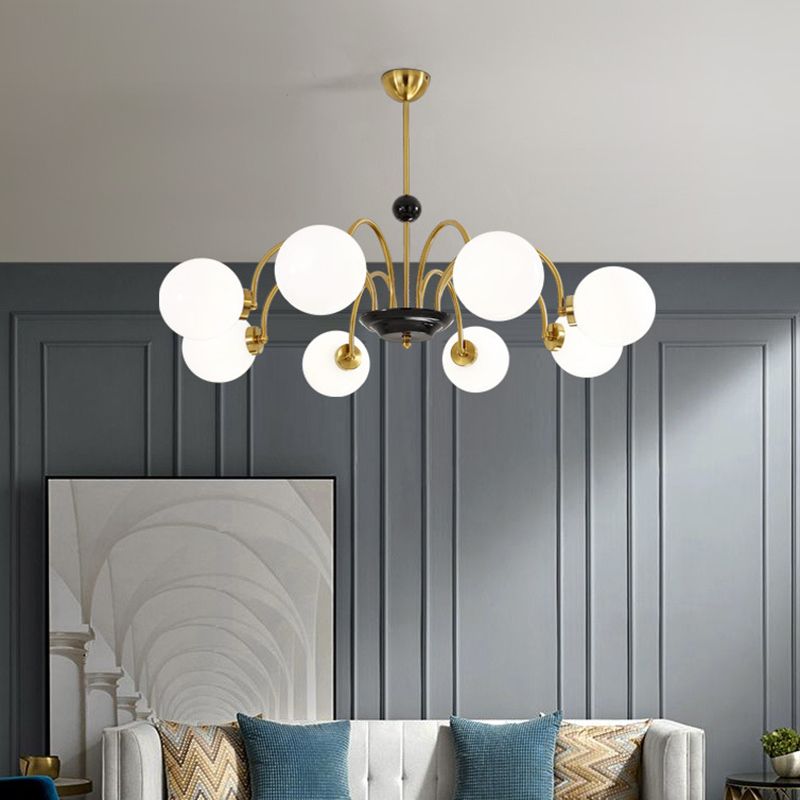 Vintage Simplicity Round Ceiling Chandelier Milk Glass Hanging Light for Living Room