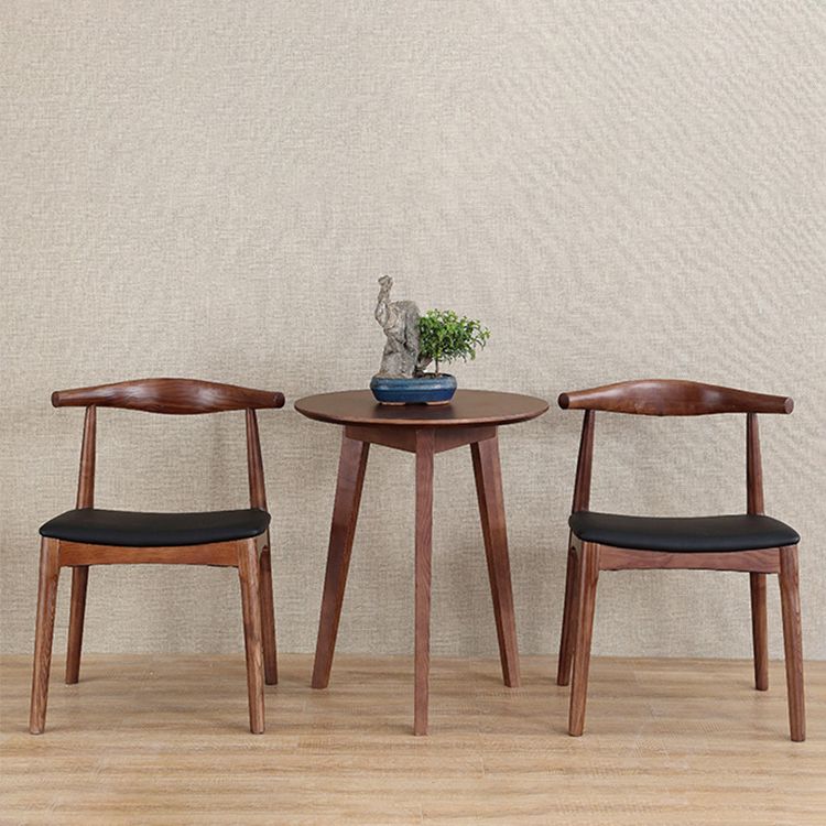 Contemporary Style Real Leather Dining Chairs Open Back Dining Side Chair