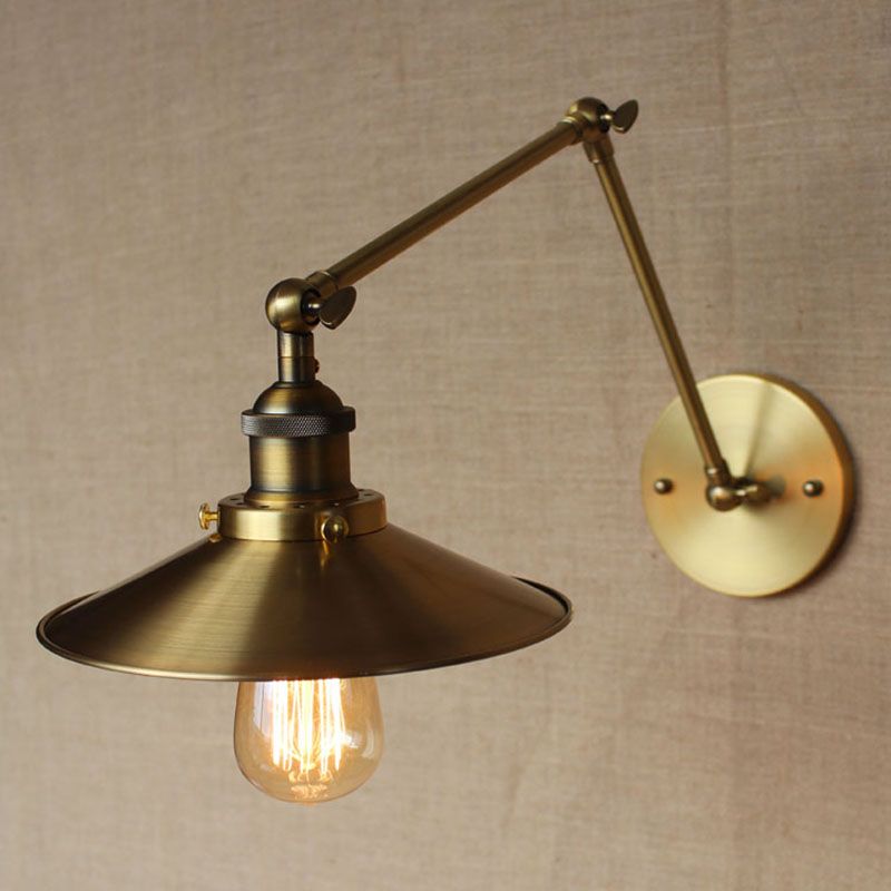 Industrielle Scheune Schwung Arm Saftleuchten Metall 1-Licht-Wandlampe in Chrom und Schwarz