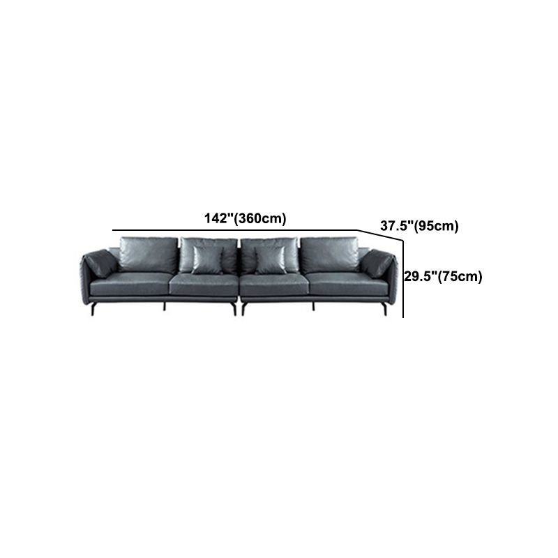 Contemporary Dark Grey Sofa with Bolster Pillows for Living Room