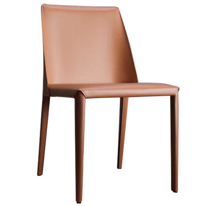 Chaise contemporaine à dossier solide, chaise en cuir de 18 pouces de large avec 4 pieds en métal pour la maison