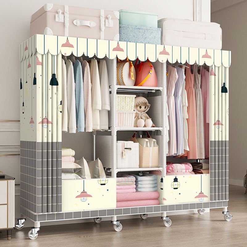 Modern Wardrobe Closet with Shelves Steel Wardrobe Cabinet with Legs