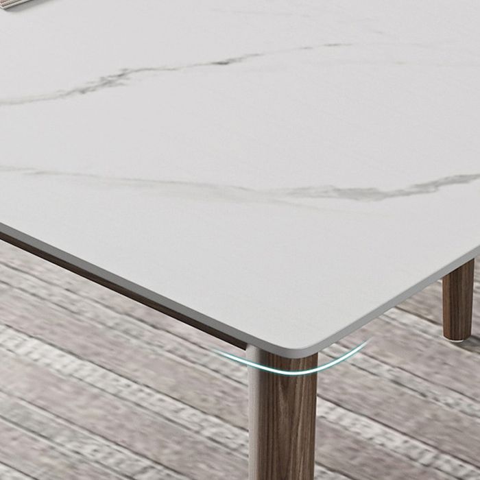 1/4/5/7 pcs en bois de noyer Ensemble de restauration moderne avec une table de table en pierre fritte