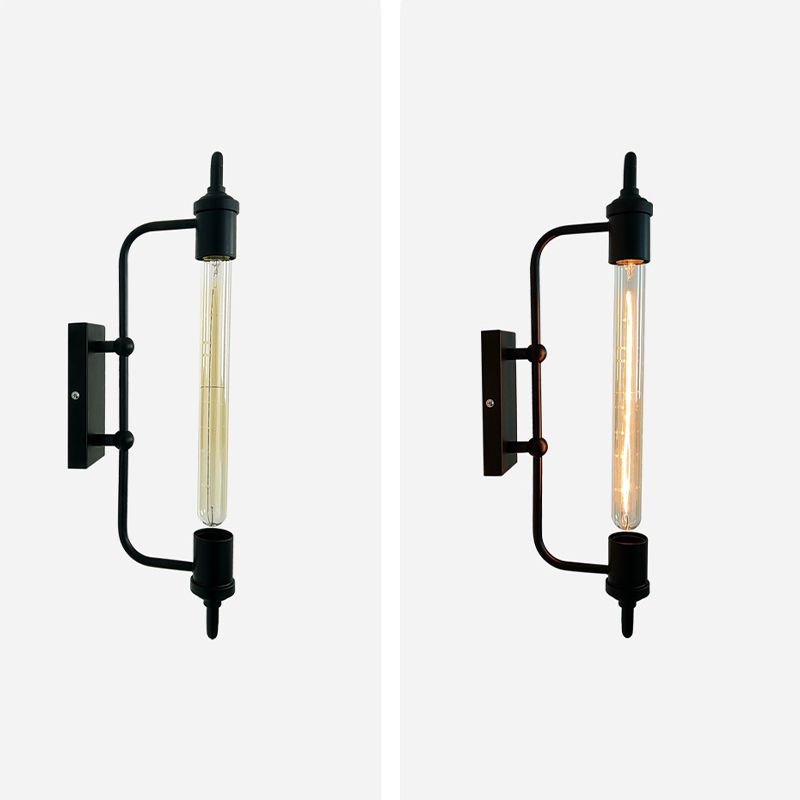 Black Wall Sconce Linear Shape Wall Light with Metal Shade for Bedroom