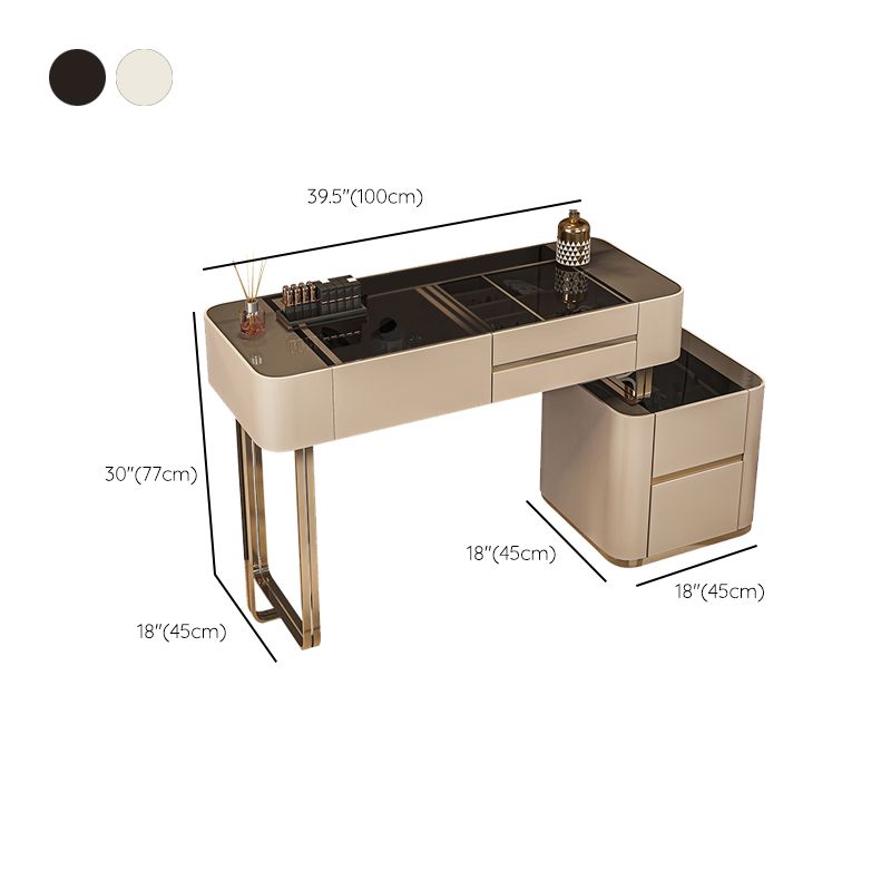 Luxurious Wood and Metal Make-up Vanity 5 Drawers & Lighted Mirror Dressing Table