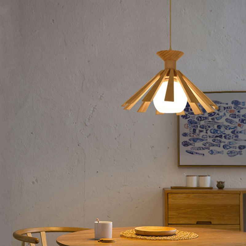 Luz colgante de madera beige lámpara colgante de techo de restaurante nórdico nórdico 1 lámpara de techo de restaurante ligero