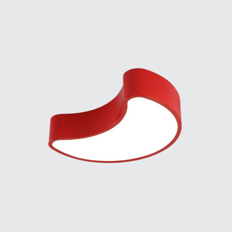 White/Red/Yellow Semi-Moon Ceiling Fixture Kids LED Acrylic Flush Mount Recessed Lighting for Leisure Area