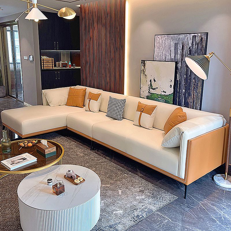 Vlekbestendige faux lederen sofa/sectionele met gekussen achterste kussens voor woonkamer