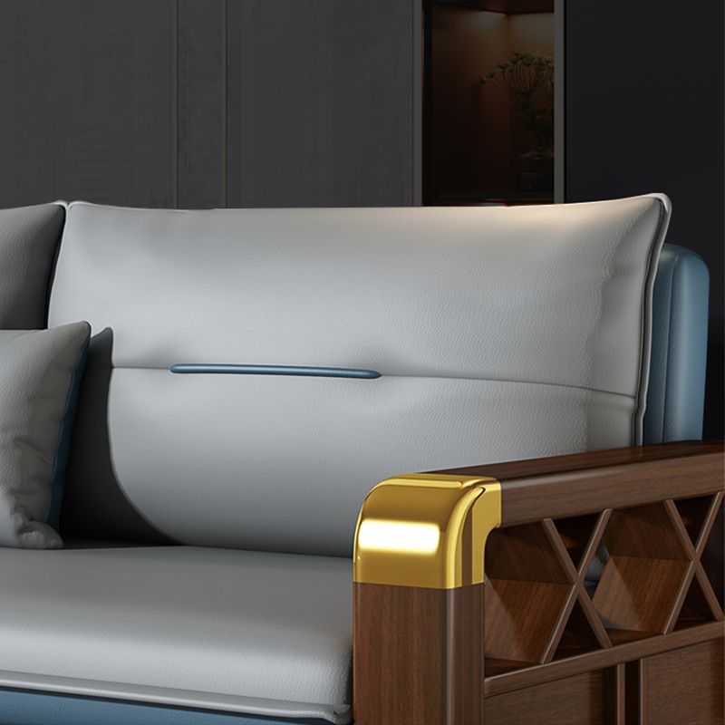 Modern Faux Leather Sleeper Sofa 31.45"H Upholstered Square Arms Sofa Bed