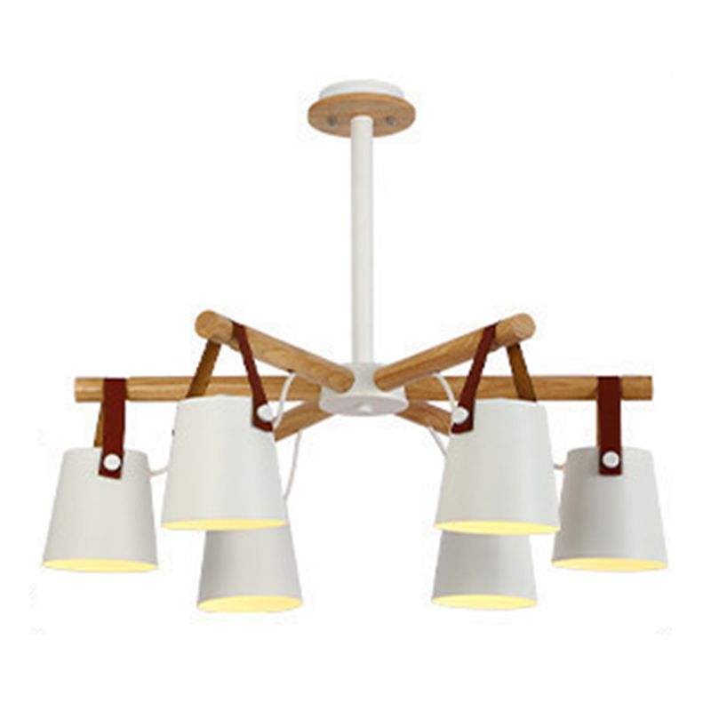 Luce a ciondolo sputnik in legno in stile moderno in ferro battuto in ferro battuto lampadario per soggiorno