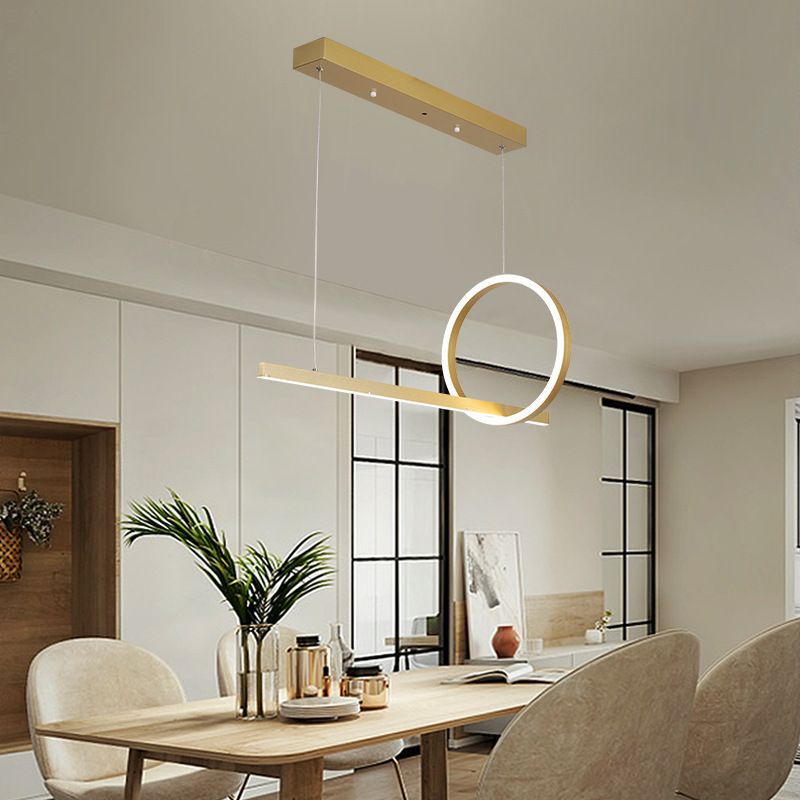 Modern Metal Island Light Geometric LED Island Pendant for Dining Room