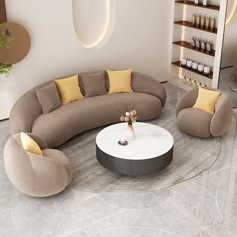 Contemporary Curved Sofa with Tight Back and Tuxedo Back for Living Room