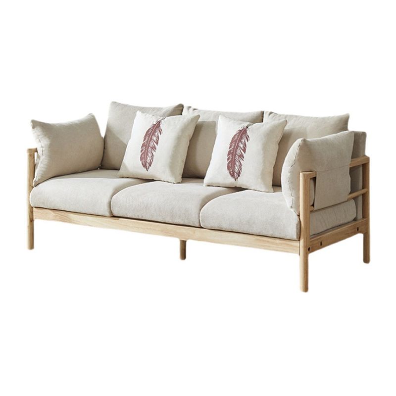 Wool 3-seater Sofa with Pillow Back Cushions and Pillow Top Arm