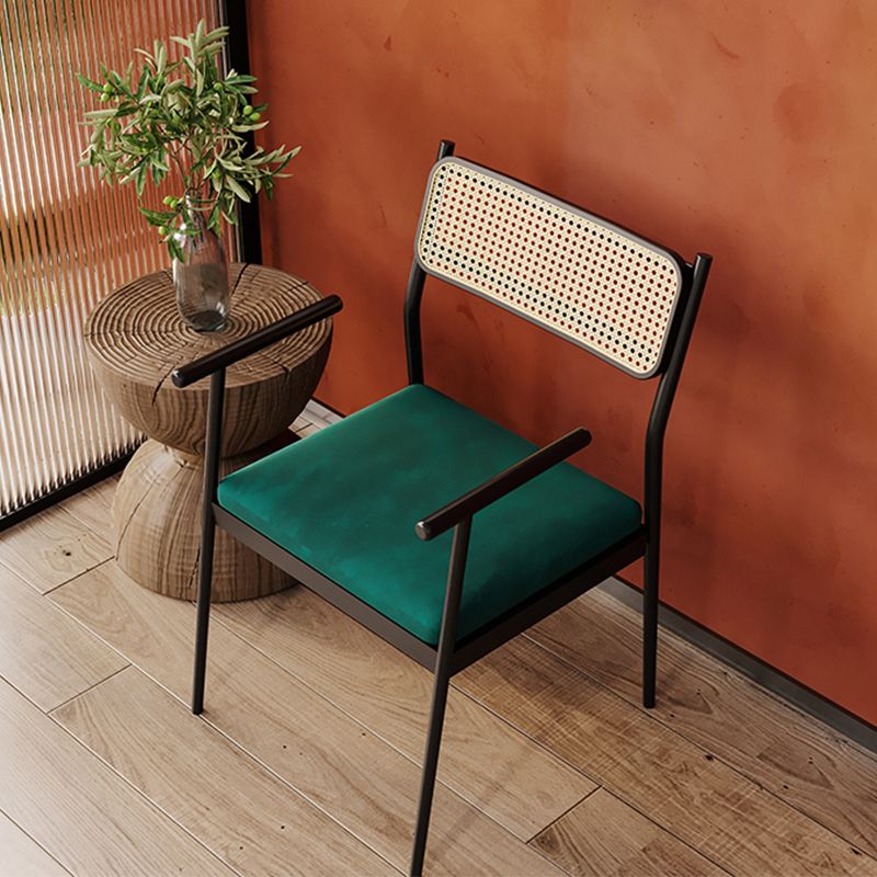 Contemporary Metal Frame Dining Armchair Upholstered Velvet Arm Chair for Home