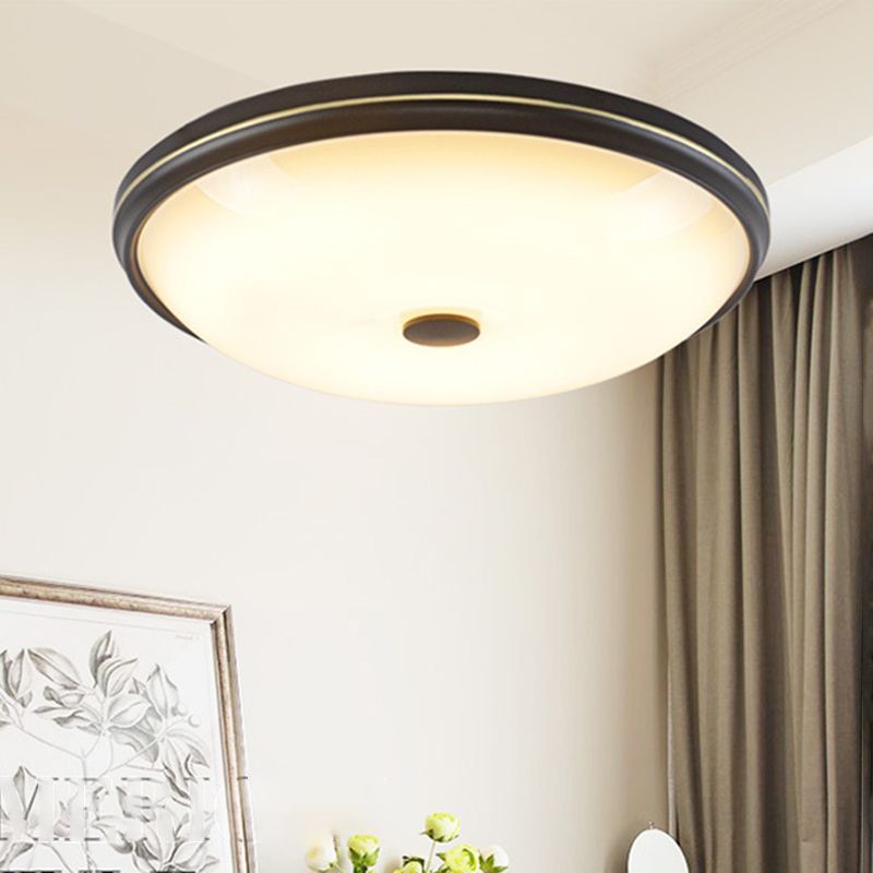 Round Glass Shade Ceiling Lamp Vintage LED Flush Mount Lighting for Bedroom