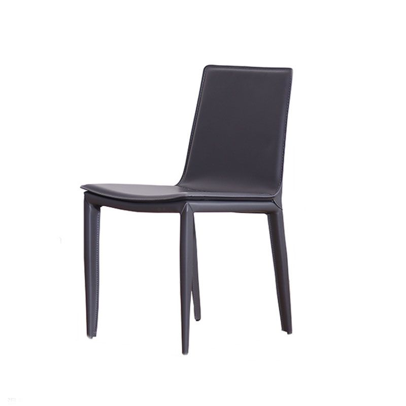 Contemporary Metal Dining Room Chair Armless Leather Side Chair