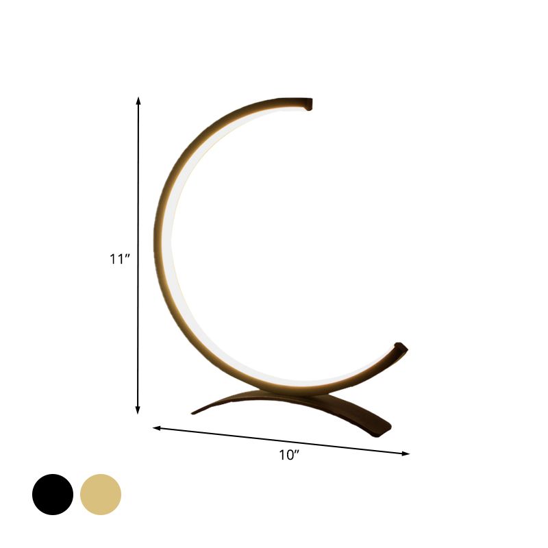 Lampes de chevet en forme de C en C moderniste acrylique LED Black / Gol Light Light avec arche base pour chambre à coucher