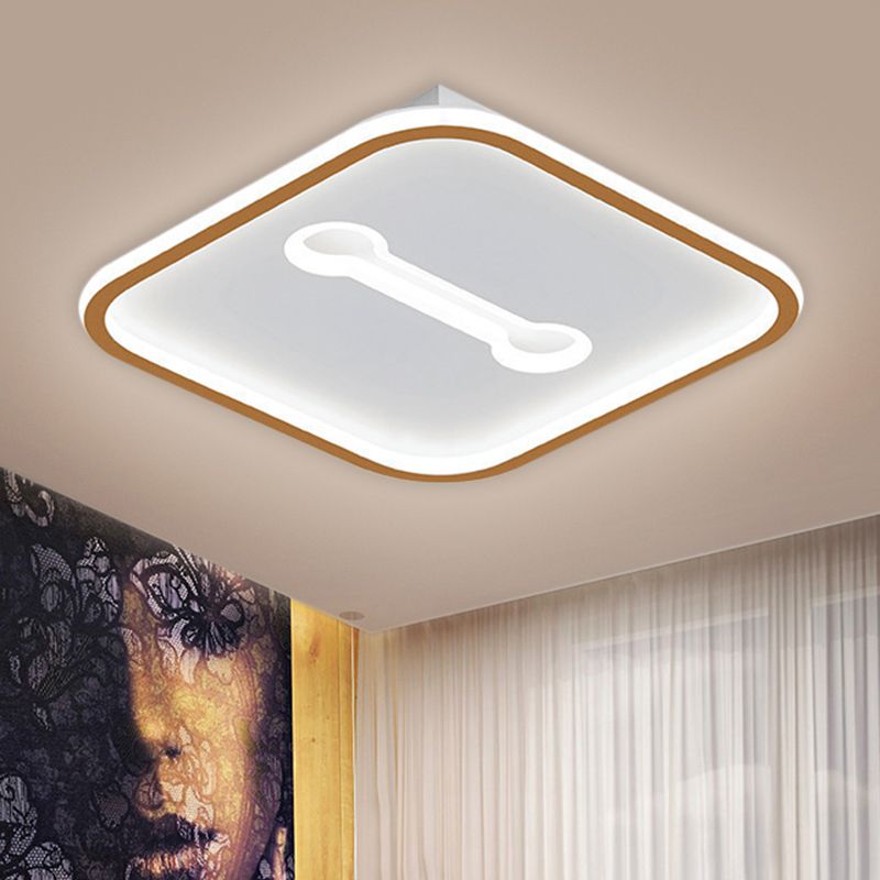 Metallic Squared Flushmount Nordic Style Black/Gold LED Ceiling Lighting in Warm/White Light, 16"/19.5" Width