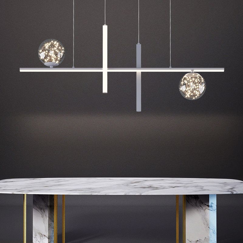 Moderne lineare Insel Kronleuchter Multi-Head Restaurant Anhänger Beleuchtungskarten