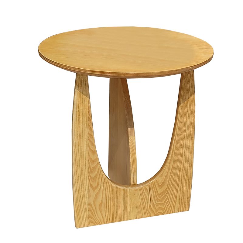Scandinavian Round Wooden Top Side Table 19.6-inch Abstract End Table