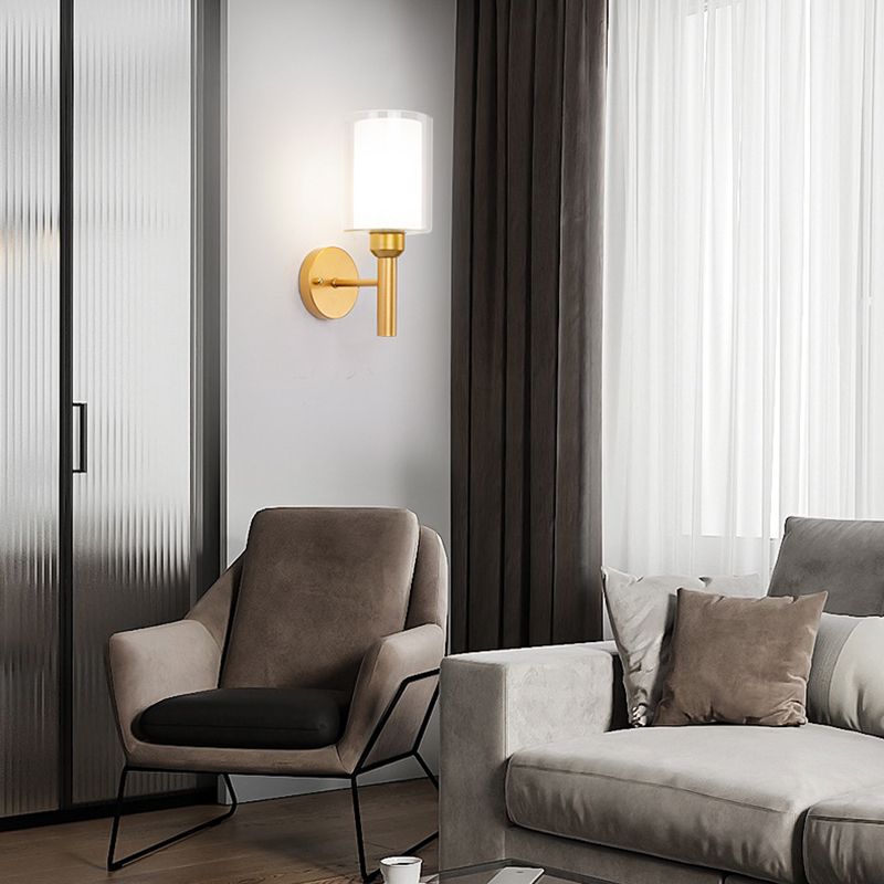 Contemporary Black/Golden Bathroom Vanity Light 1 Light Glass Bath Bar