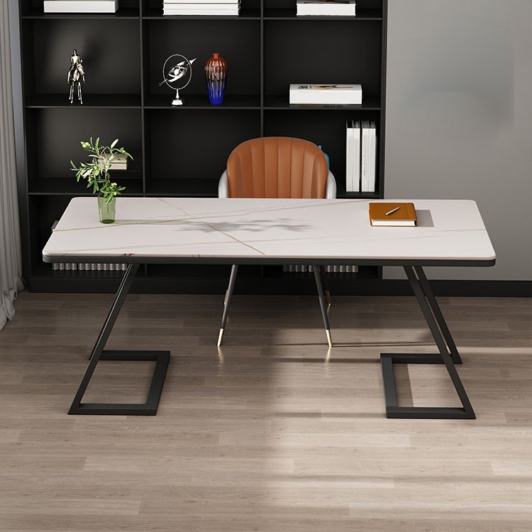 Contemporary Rectangular Computer Desk Antique Finish Office Desk