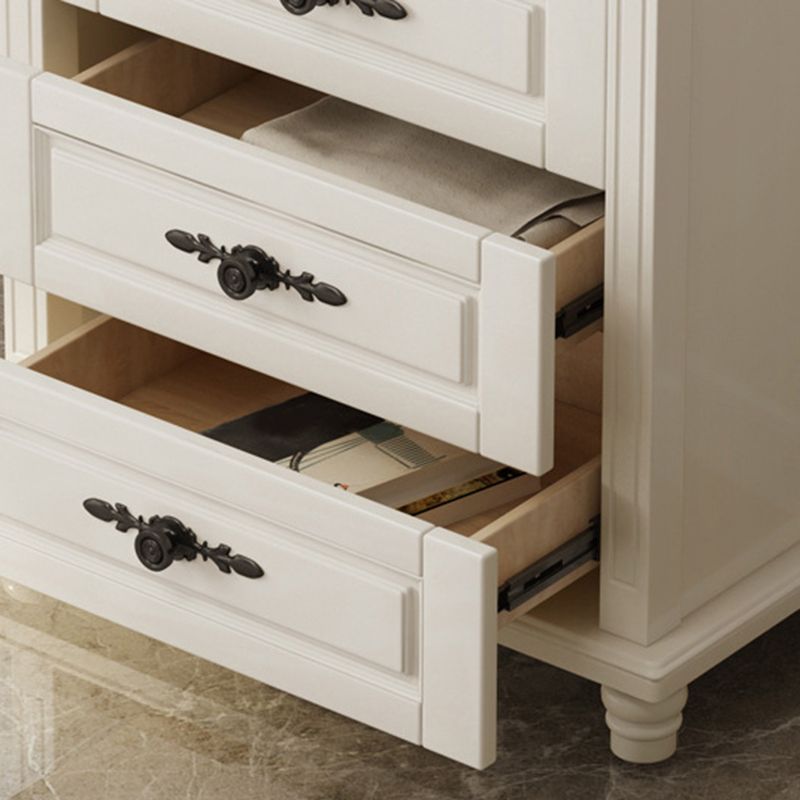 Traditional Rubber Wood Bedroom Storage Chest Vertical Chest with Drawers