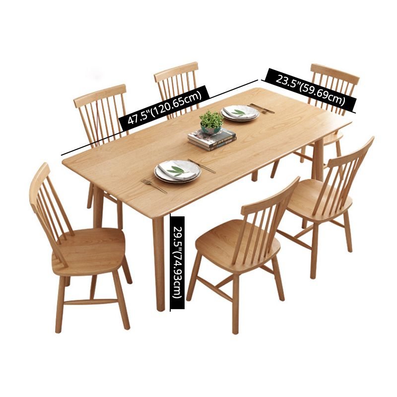 Modern Solid Wood Standard Dining Set Natural for Kitchen Dining Set with 4 Legs Base