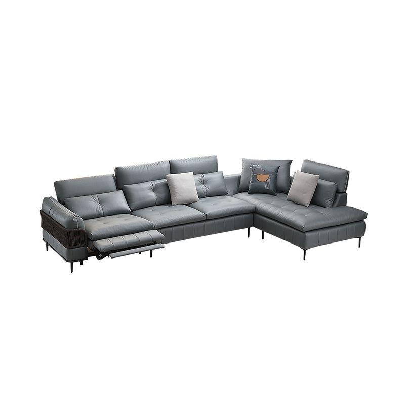 76" Wide Industrial Sectional Sofa Leather Sleeper Sectional