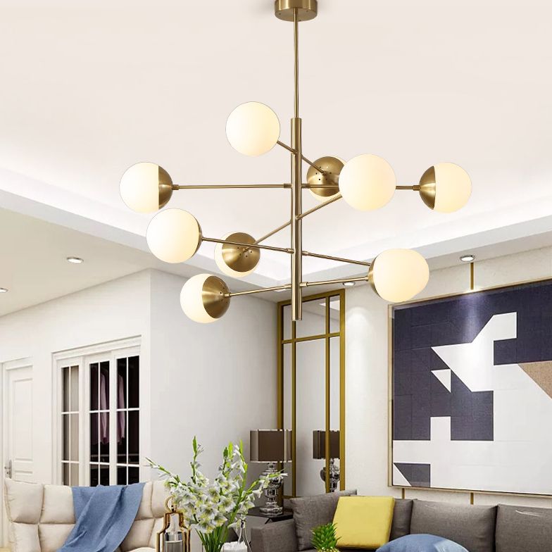 Living Room Chandelier Pendant Light Modern Chandelier Light Fixture with Starburst Glass Shade