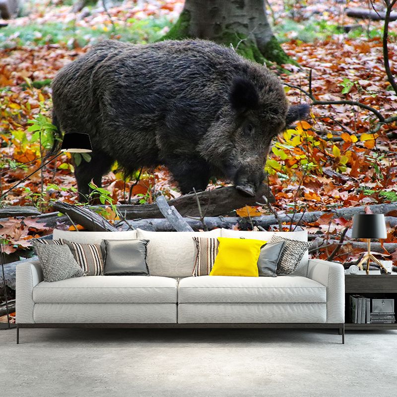 Photography Wild-Boar Mural Wall Decor Mildew Resistant Living Room Wall Mural for Decoration