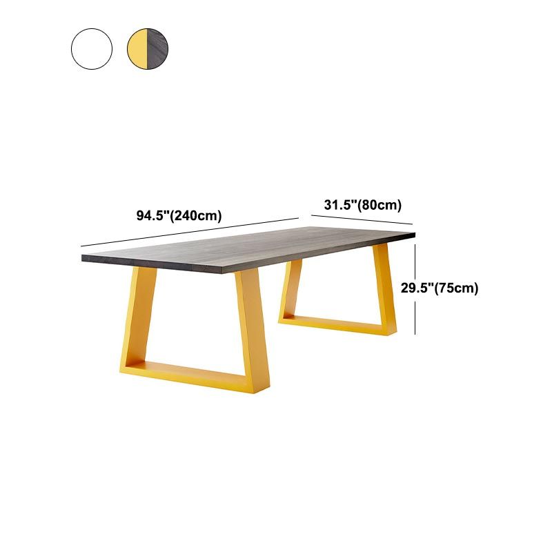 Metal Industrial Rectangle Dining Table for Home Pine Wood Top Table with Sled