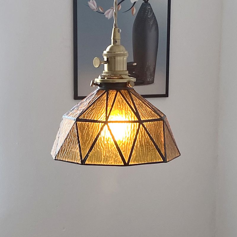 Luce a sospensione di vetro geometrica 1 illuminazione giù per il corridoio