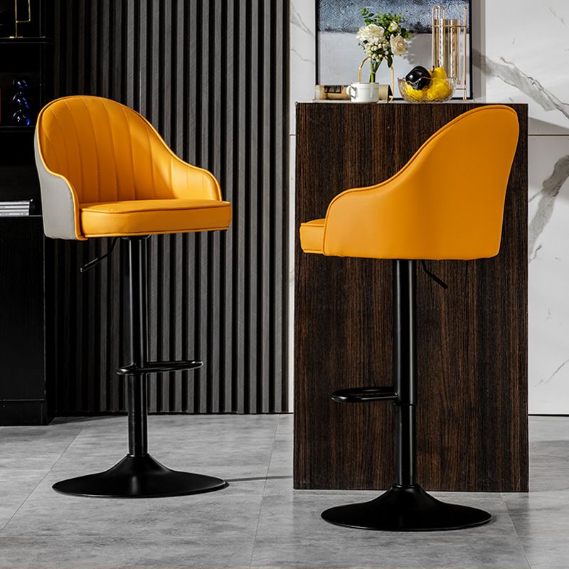 Industrial Liftable Bar Stool PU Leather Counter Bar Stool with Metal Legs for Home