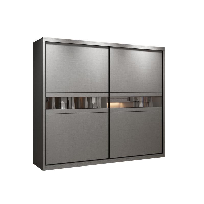 Contemporary Wooden Wardrobe Gray Colour Wardrobe Closet with Sliding Door