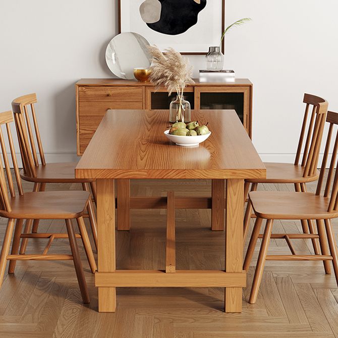 Tavolo da pranzo standard a forma di rettangolo contemporaneo tavolo da pranzo in legno massiccio con base di cavalletto