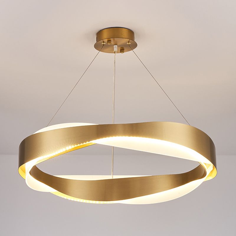 1-Licht-Suspension Licht postmoderner Ringform Metall Kronleuchterleuchter in Gold
