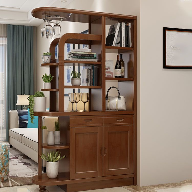 Contemporary 2-drawer Solid Wood 74.8" Tall Accent Cabinet with Doors