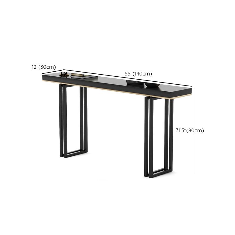 Modern Rectangular Console Table Stone Console Sofa Table in Black
