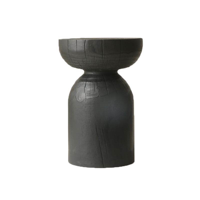 Contemporary Style Side End Table Wooden Pedestal Sofa Side Accent Table in Black