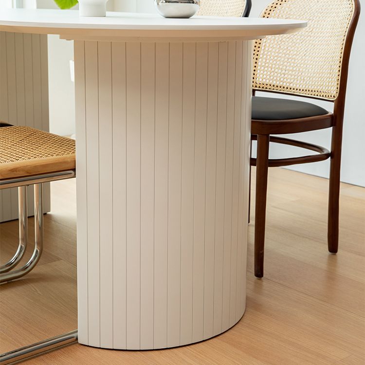 Massief hout eigentijdse ovale eettafel witte houten boventafel voor eetkamer