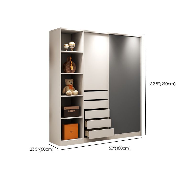 Modern Style Sliding Doors Armoire Wooden Storage Cabinet with Shelves