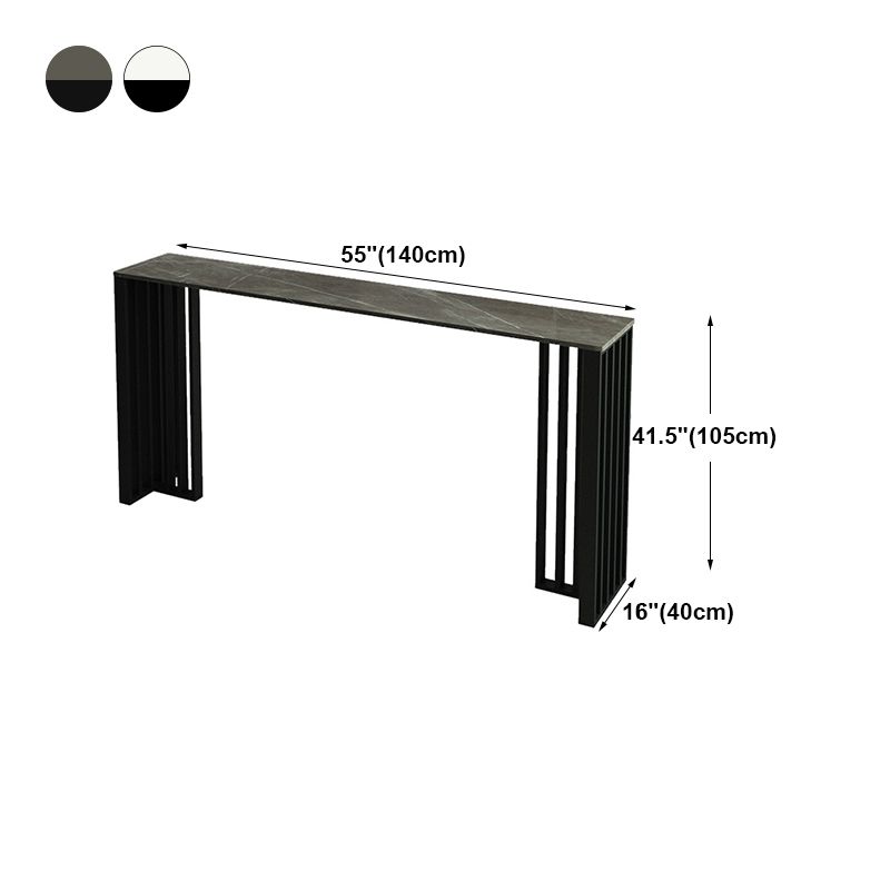 Modern Rectangle Bar Dining Table Indoor Bar Height Table with Iron Base 42-Inch Top